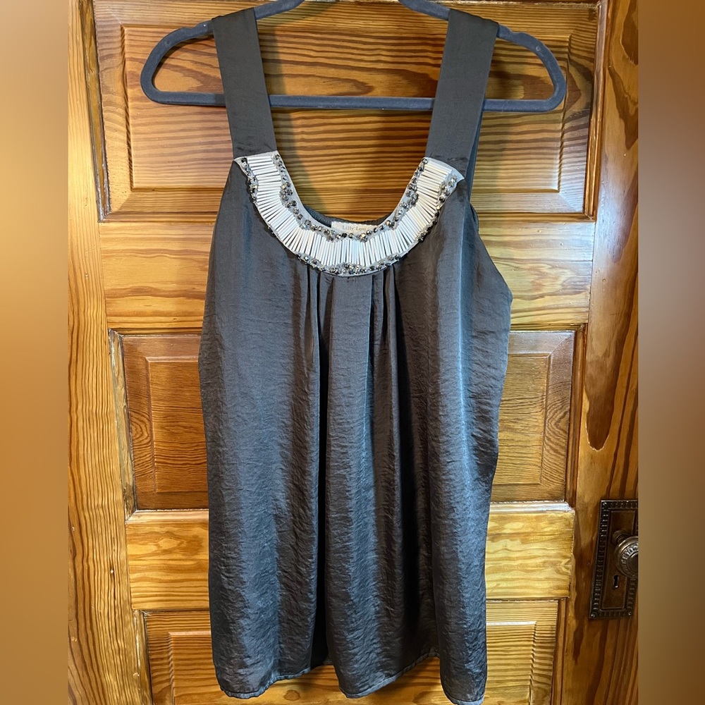 VTG Early 2000’s Lilly Lou Dressy Embellished Gray Gunmetal Tank XL